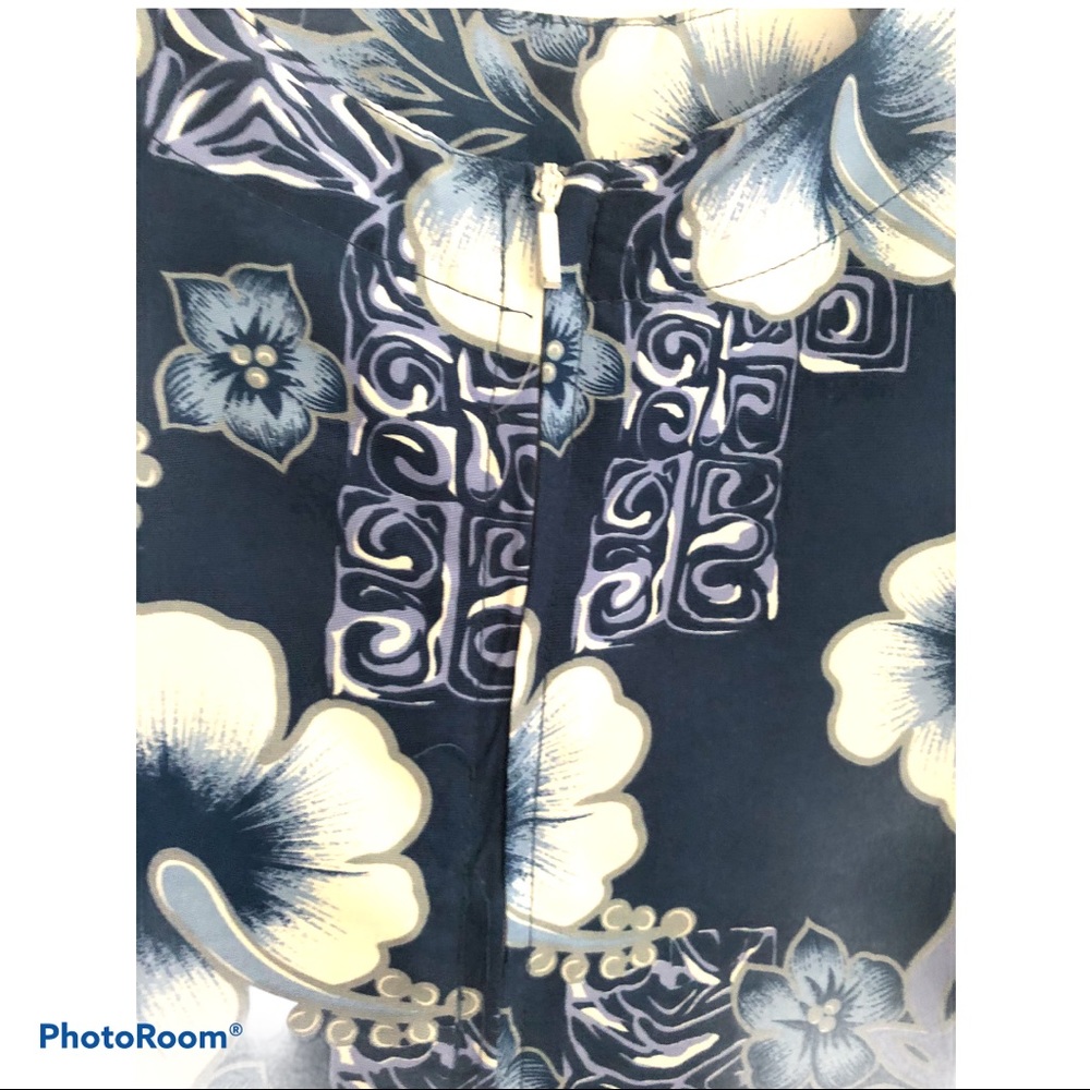 Vintage‎ Hawaiian Hibiscus Slip Dress Blue White Tropical Sundress Resort Wear L - Picture 7 of 12